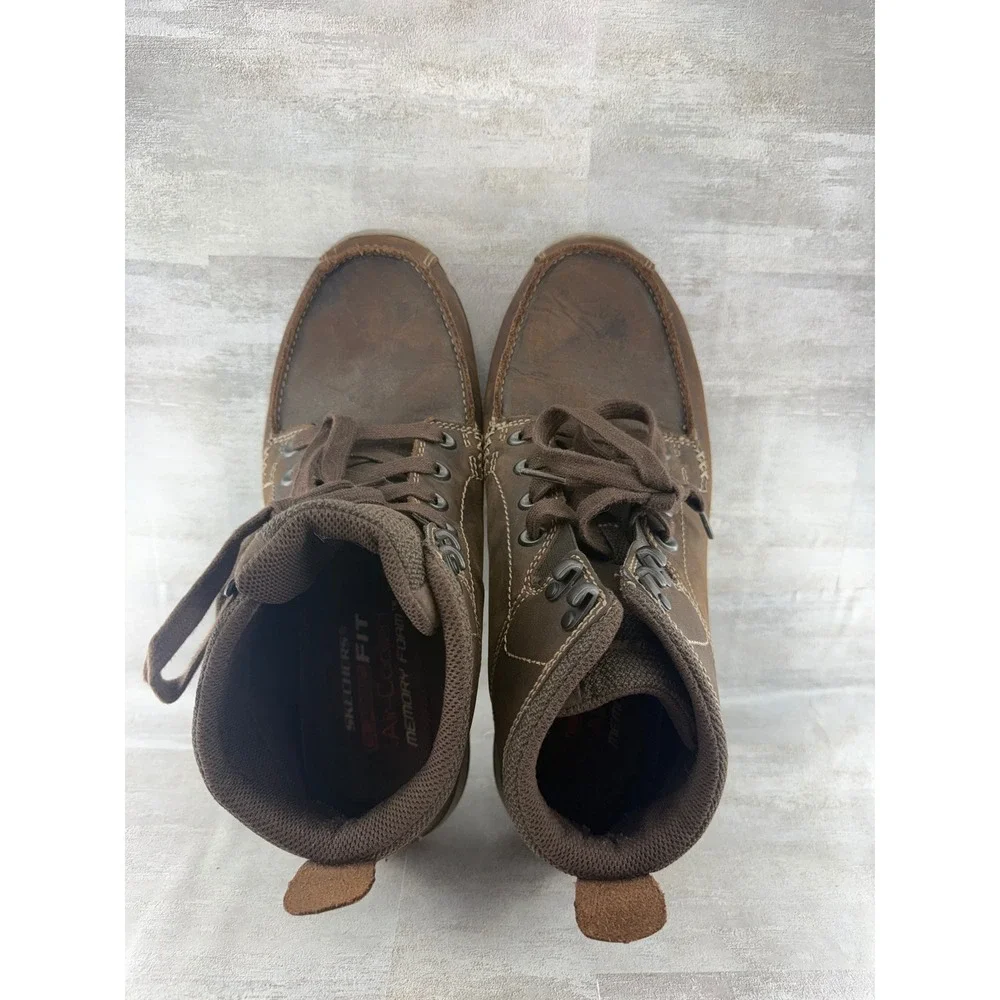 Skechers Men Classic Fit 65169 Chocolate Brown Leather Moc Toe Boots Size 11